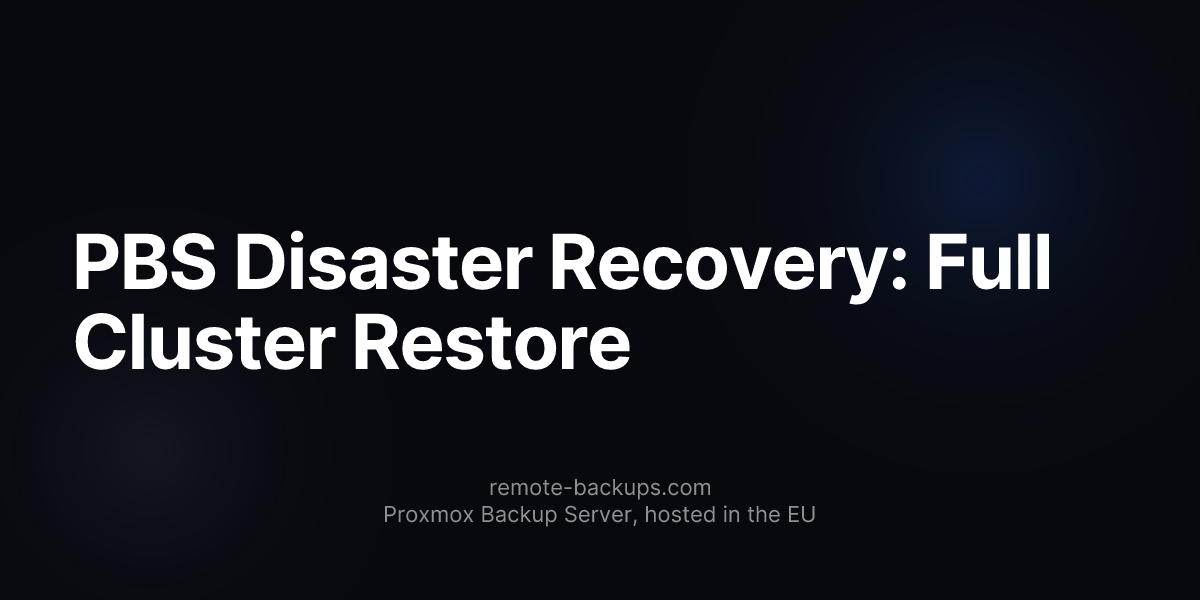 PBS Disaster Recovery: Full Cluster Restore
