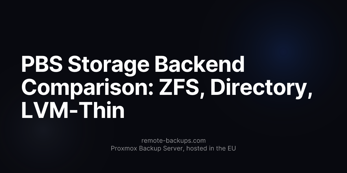 PBS Storage Backend Comparison: ZFS, Directory, LVM-Thin