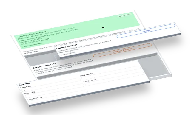 Immutable backups settings showing read-only backup protection